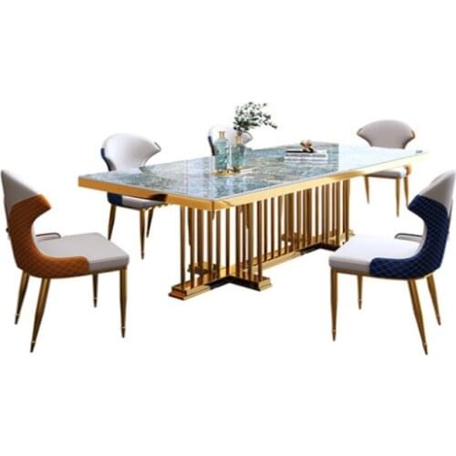 Light luxury rock plate dining table modern simple high-end large and small rectangular bright rock plate furniture