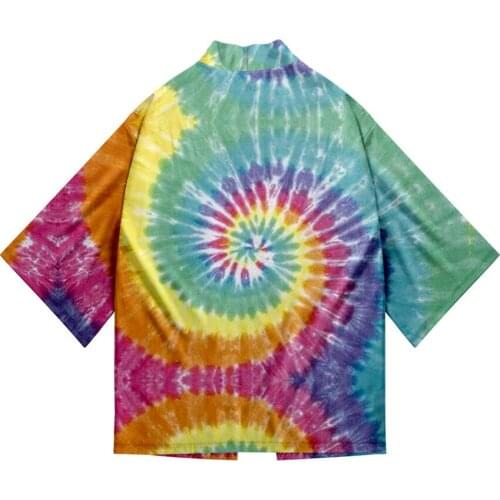 Tie Dye Colorful Psychedelic 3D Printing Japanese Kimono Haori Yukata Cosplay Women/Men Fashion Shirt Clothes Jackets Clothes