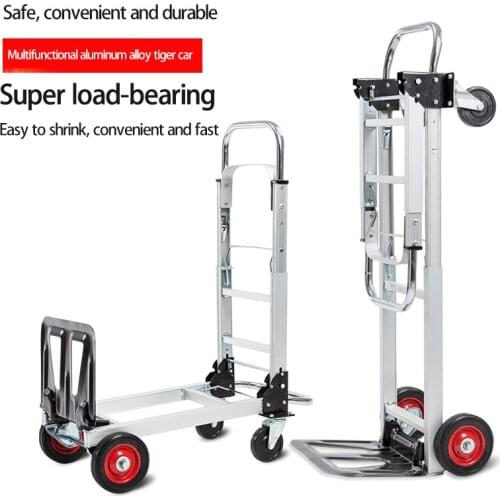 100kg Luggage Cart Folding Truck Manual Folding Silent Heavy Shopping Cart Household Telescopic Push-Pull Cart To Pull Goods