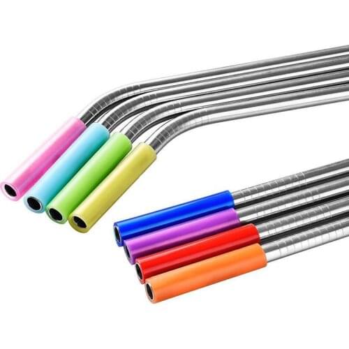 Stainless steel straws Silicone sleeve 4cm multicolor Inner diameter 6mm Silicone sleeve Anti tooth collision LX6869