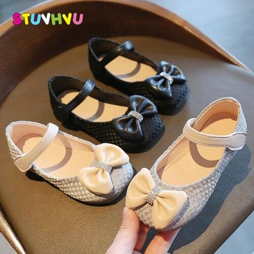 Princess Girls Shoes Bow Casual Children Shoes 2021 New Soft Bottom Lightweight Kids Shoes Dance Little Girls Flats Size 21-30