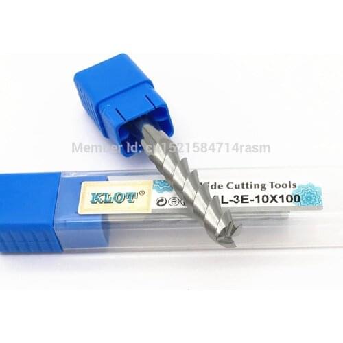 KLOT HRC50 Solid Carbide End Mill For Aluminum 8.5 9 9.5 10mm 3-Flute Length75mm,100mm,120mm,150mm