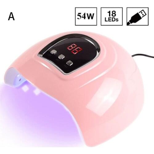 54W UV LED Lamp Nail Dryer For Curing All Nail Gel Polish Nail Lamp For Manicure 18 LEDs 30/60/99s Nail Lamp Nail Art Tools