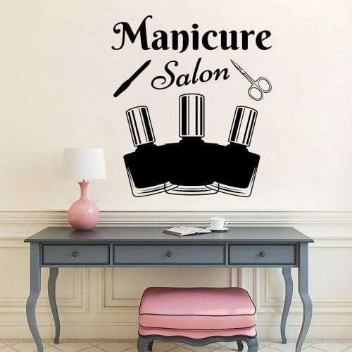 Vinyl Wall Decal Manicure Tools Salon Nail Polish Beauty Wall Stickers Manicure Salon Nail Salon Decoration Accessories C632