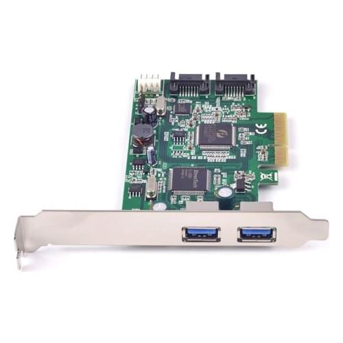 PCI-E x4 to 2 Port SATA3.0 6Gb + 2 Port Super-Speed USB 3.0 External Expansion Card ASMedia 1061+ etron ej168 support 3t