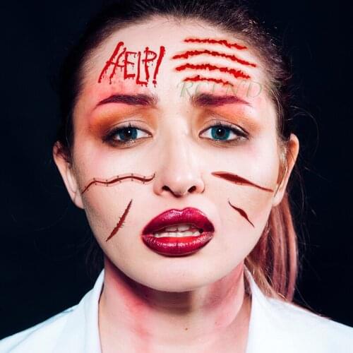 Waterproof Temporary Tattoo Sticker Halloween scars blood help letter body art tatto flash tatoo fake tattoos for girl women men