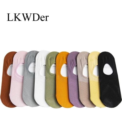 LKWDer 1 Pair Women Boat Socks Fashion Comfort Non-slip Mesh Women Sock Slippers Cotton Motion Invisible Socks Female Calcetines