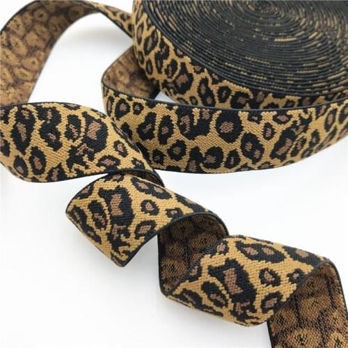 1meter Leopard Print Elastic Band 2.5cm Elastic Ribbon Clothing Bags Trousers Elastic Webbing Straps DIY Sewing Accessories