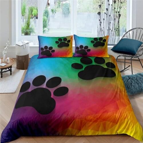 Luxury 3D Cartoon Cat Paw Print 2/3Pcs Kids Bedding Set Comfortable Duvet Cover Pillowcase Home Textile Queen and King Size