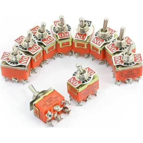 2Pcs 3 Position ON-OFF-ON DPDT Self-Locking Toggle Switch AC250V 15A
