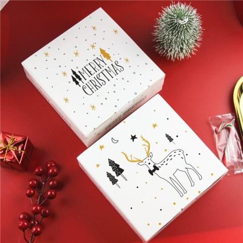 2PCS Christmas Packaging Candy Dragee Gift Boxes Deer&Xmas Tree Guests Packaging Boxes Gift Bag Noel New Year Party Favors Kids