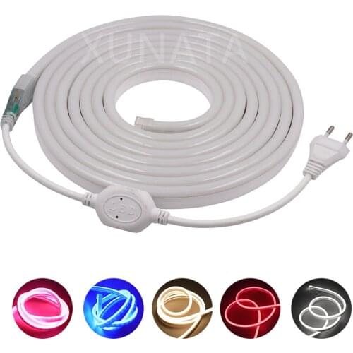 220V Neon Light Flex Led Strip 2835 120LEDs/m Outdoor Waterproof Neon Ribbon Flexible Neon Sign Light String Red/Green/Blue