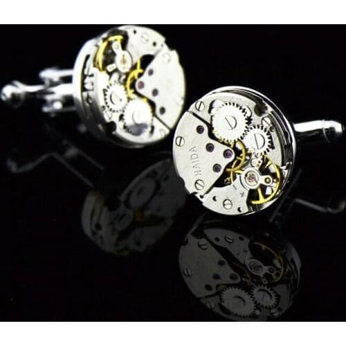 5pairs/lot Watch Movement Cufflinks Immovable Steampunk Gear Watch Mechanism Cuff Links For Mens Relojes Gemelos Mens Jewelry