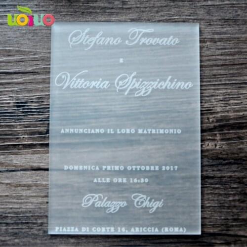 5pcs wedding decoration fancy frosted acrylic invitation card with customization design