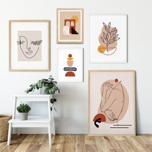 Abstract Minimalist Lines Color Block Nordic Decorative Canvas Painting Living Room Wall Picture Posters For Home Decor