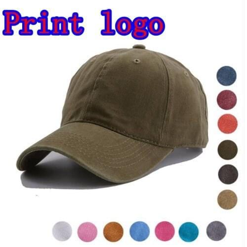 New Print Logo Image Ad Adjustable Solid Color Men Dad Hat Soft Top Washed Cotton Custom Multiple Colour Baseball Cap Sun cap