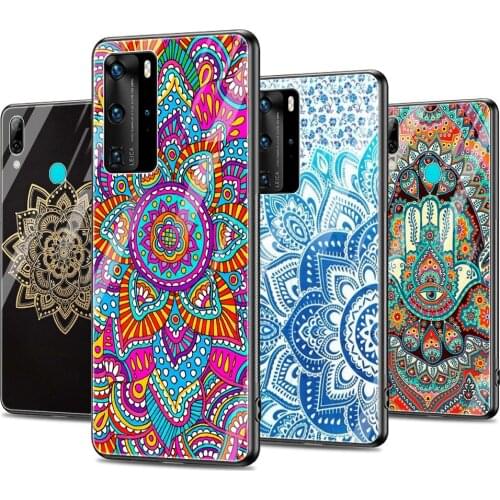Mandala Chakra Yoga Phone Cases For Huawei P30 P40 P20 P10 Lite Pro Plus 5G P Smart 2019 2020 2021 Glass Silicon Fundas Cover