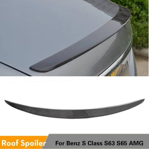 For Mercedes-Benz S Class W222 S400 S500 S600 S63 S65 AMG 2014 - 2017 Carbon Fiber Rear Trunk Spoiler Wing Boot Lip