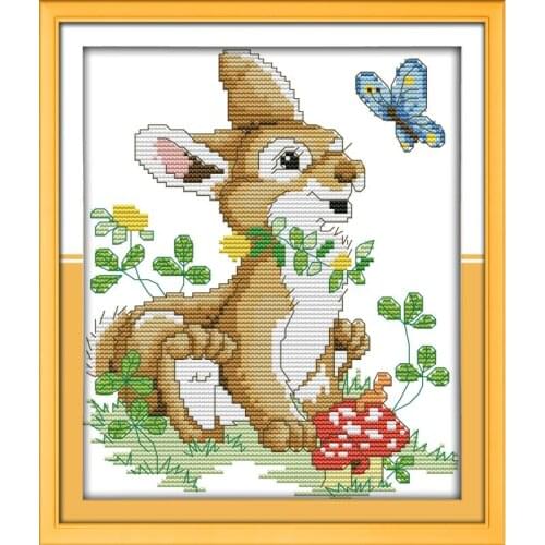 Dmc, cross stitch, animal, animal landscape, Diy, needlework, kit, white canvas 40x50cm, cotton thread, complete embroidery kit