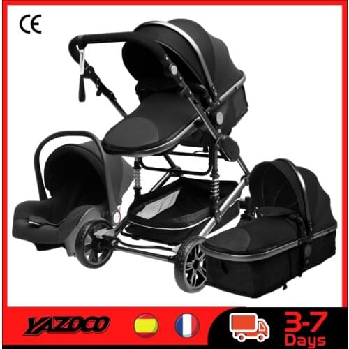 YAZOCO Stroller 3 in 1 Baby Stroller Multifunctional High Landscape Portable Aluminum Frame CE/CPC Safety Carrinho De Bebe