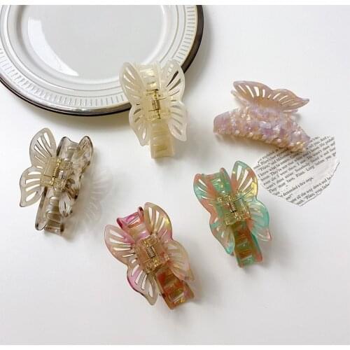 Korea Ins Girls Hair Accessories Chic Butterfly Acetate Hair Claws Clips Styling Hairpin Hair Shark Clip Lady Hair Jewelry 2021