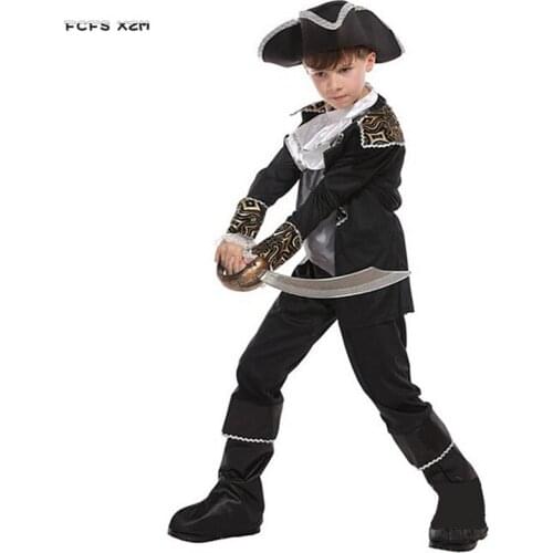 Boys Halloween Pirate Captain Costume Kid Children Warrior Jack Sparrow Cosplay Carnival Purim Stage play Masquerade party dress
