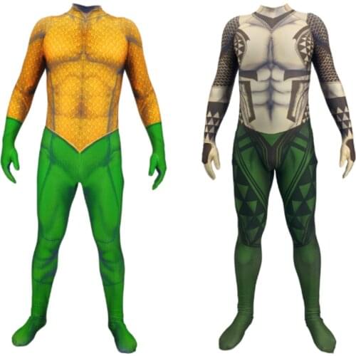 Movie Aquaman Cosplay Costume Superhero Arthur Curry Cosplay Zentai Bodysuit DC Superhero Halloween Costume Suit Spandex