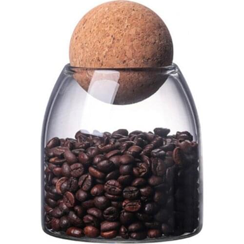 Kitchen Coffee Storage Bottle Anti-deform Durable Waterproof Cork Stopper Bean Sugar Glass Jar Home Organization