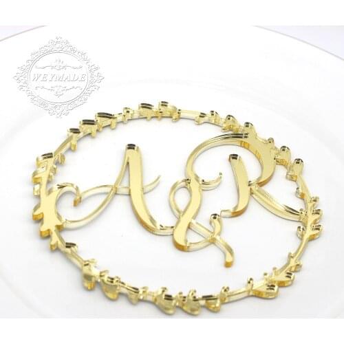 Laser Cut Custom Wedding Cake Monogram Logo Laser Cut Initials Wedding Place Cards Laurel Wreath Table Center Signs Decor