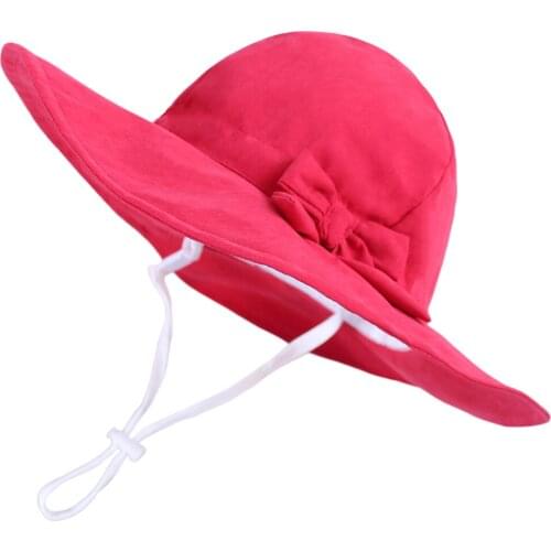 Summer Hat Girl Sun Beach Bucket Hats Wide Brim Bow With String Holiday Outdoor Accessory For Baby Toddlers Spring
