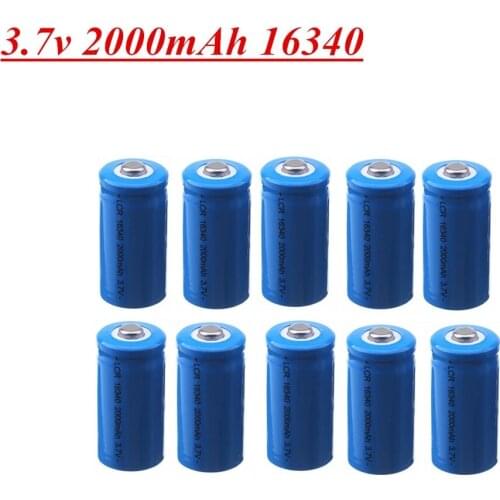 16340 3.7V 2000mAh Li-ion Rechargeable CR123A Battery For LED Flashlight Travel Wall Charger For 16340 CR17345 K123A VL123A