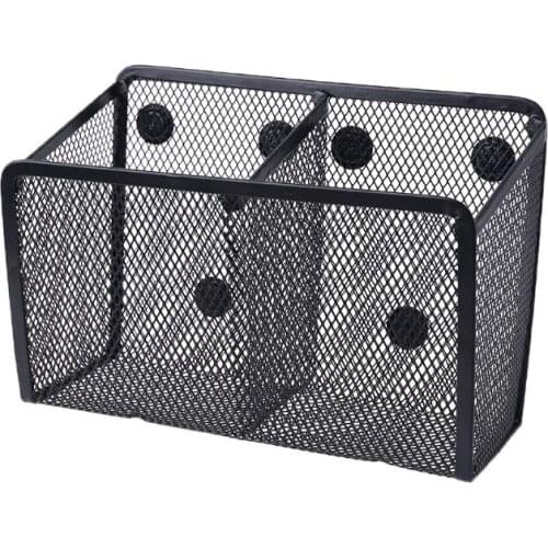 Metal Wire Mesh Magnetic Basket Storage Box Blackboard Chalk Pen Pencil Makeup Organizer P9YA