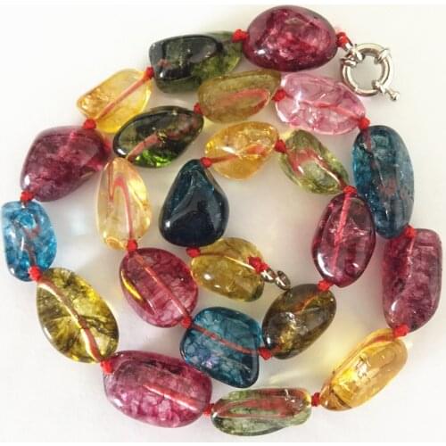 Multicolor irregular simulated tourmaline stone for women making necklace fashion clothes chain jewelry 12-16mm 18 inch GE41