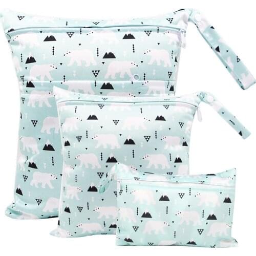 Reusable Diaper Bag Wetbag Polar Bear Printed PUL Maternity Bags Menstrual Nursing Pad Stroller Diaper Bags Wet Bag Washable