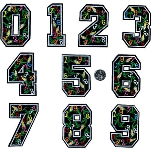 New Number Patches Word Embroidered Iron on Patch Figure Digit for DIY Stripes Motif Appliques Garment Clothes Badges