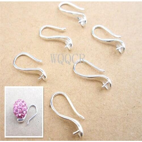 20PCS/Wholesale 7x17MM 925 Silver DIY Earring Hook-Shaped Base For Earring Bead Piercing Jewelry Making Accessories