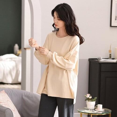 Autumn Winter New Style Pajamas Womens Long Sleeved Lady Sleepwear Cotton Korean Loose Casual Home Clothes Female Nightwear