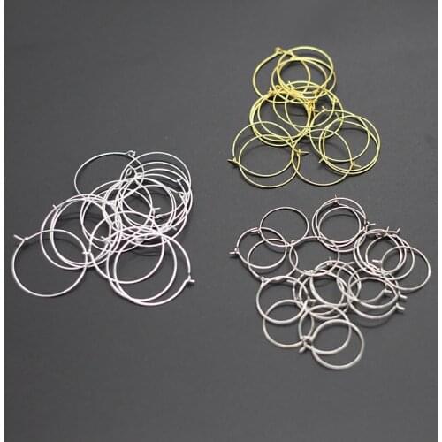 100PCS 25 30 35 40mm Gold Hoops Earrings Big Circle Ear Wire Hoops Earrings Wires For DIY Jewelry Making Supplies Accessories