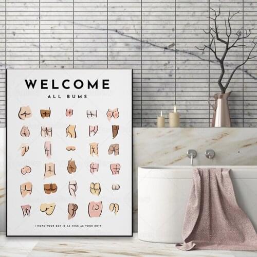 Sexy Butts Collage Bathroom Funny Bathroom Sign Canvas Prints And Poster Cute Art for Men Painting Wall Picture Toilet WC Decor