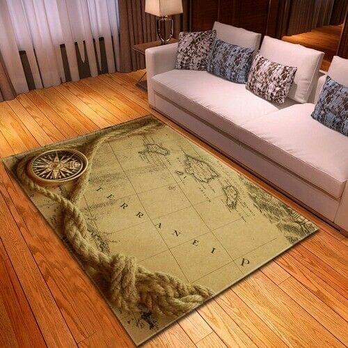 Nordic 3D Nautical Map Carpets Play Mat Soft Flannel Bedroom Rugs Large Area Rug Living Room Carpet Bedroom Dining Room Mat