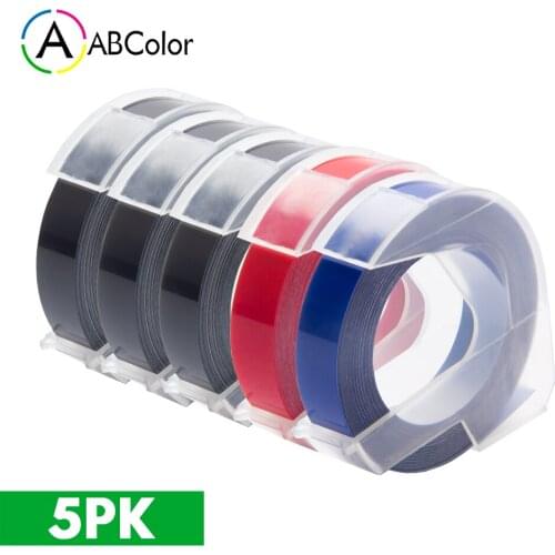 Compatible DYMO 3D Embossing Tape 5PK 9mm Embossing Label Tape Black Red Blue For DYMO 12965 Motex E-202 E-303 Label Maker