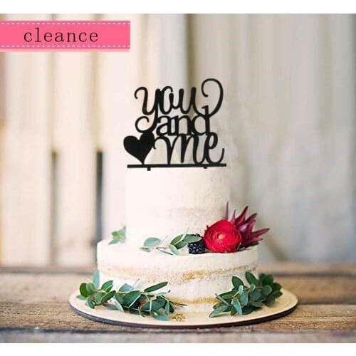 Black acrylic you and me cake topper with heart wedding engagement cake toppers cake decorating party supplies
