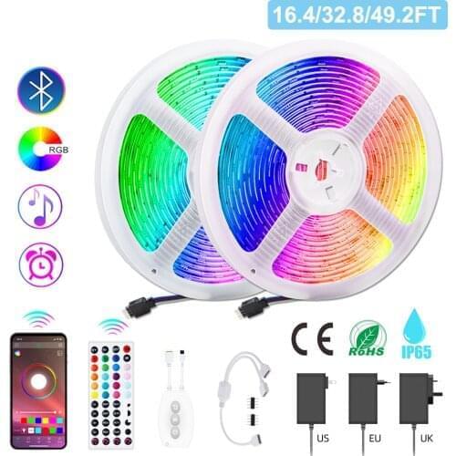 Smart Bluetooth-compatible 5050 RGB LED Strip Light App Controlled Light Strips Color Changing Tape Lights Waterproof Rope Light
