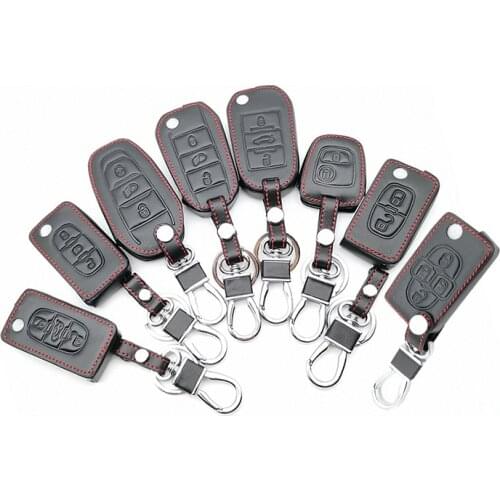 Top layer leather Genuine Leather car key case For Peugeot 107 206 207 208 306 307 308 407 408 508 RCZ For Citroen C2 C3 C4 C5