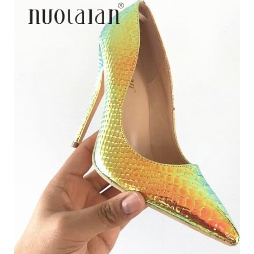 2019 Brand Shoes Woman High Heels Pumps High Heels Women Shoes party Wedding Shoes Pumps Gradient Snake print Shoes Thin Heel