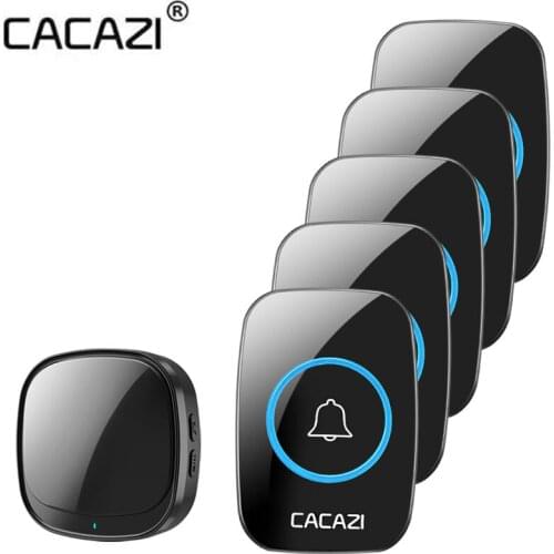 CACAZI USB ring doorbell Home Wireless Doorbell Waterproof Touch Button LED Light 300M Range Cordless Door Calling Bell 2021