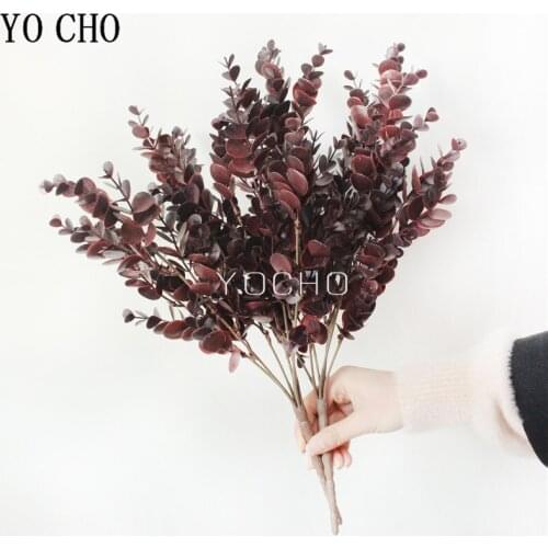1 Big Bunch Eucalyptus Leaves Artificial Plants Plastic Eucalyptus Tree Branch For Wedding Decoration Flower Arrangment