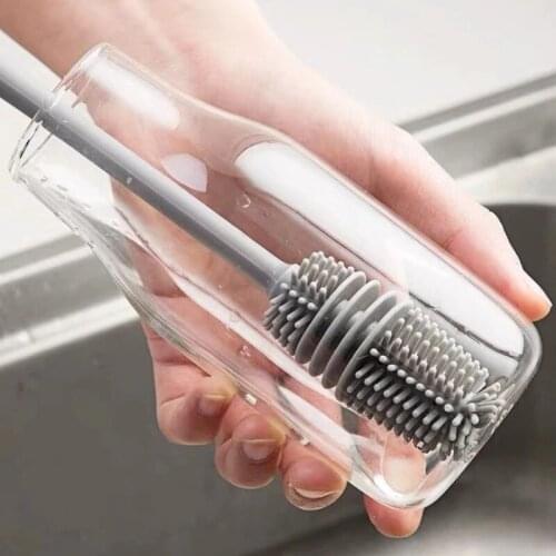 1PC Silicone Cup Brush TPR Long Handle Cup Brush Kitchen Cleaning Tool Drink Wineglass Bottle Glass Cup Cleaning Brush