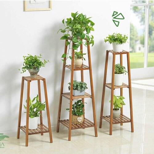 2/3/4 Tier Wood Balcony Living Room Interior Modern Decoration Floor-Standing Multi-layer Flower Shelf Storage Flower Pot Shelf