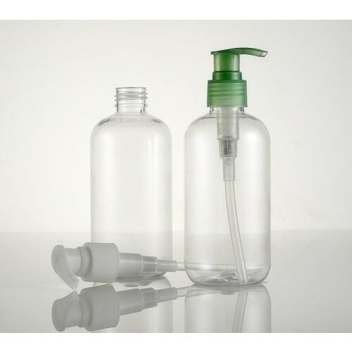 20pcs 250ml Clear round white/green lotion pump bottle,Plastic Cosmetic Container,Empty Shampoo Sub-bottling